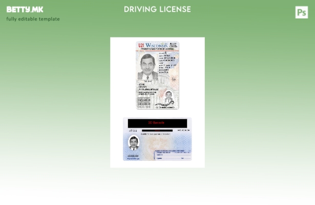 Возачка дозвола во модерен стил САД Висконсин под шаблон